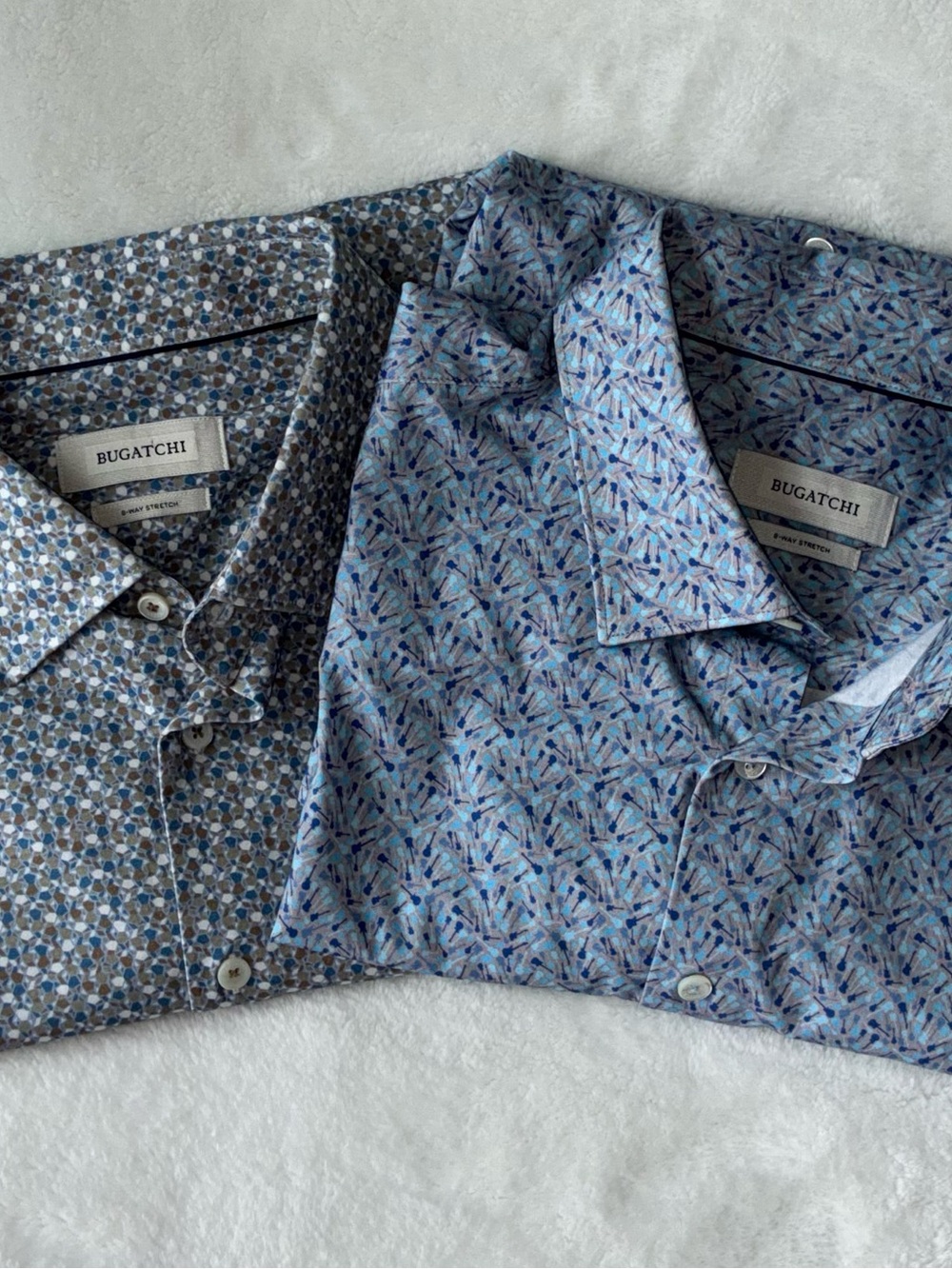 Bundle! Two! Bugatchi Men's Blue and grey Patterned Casual Button-Down Shirts